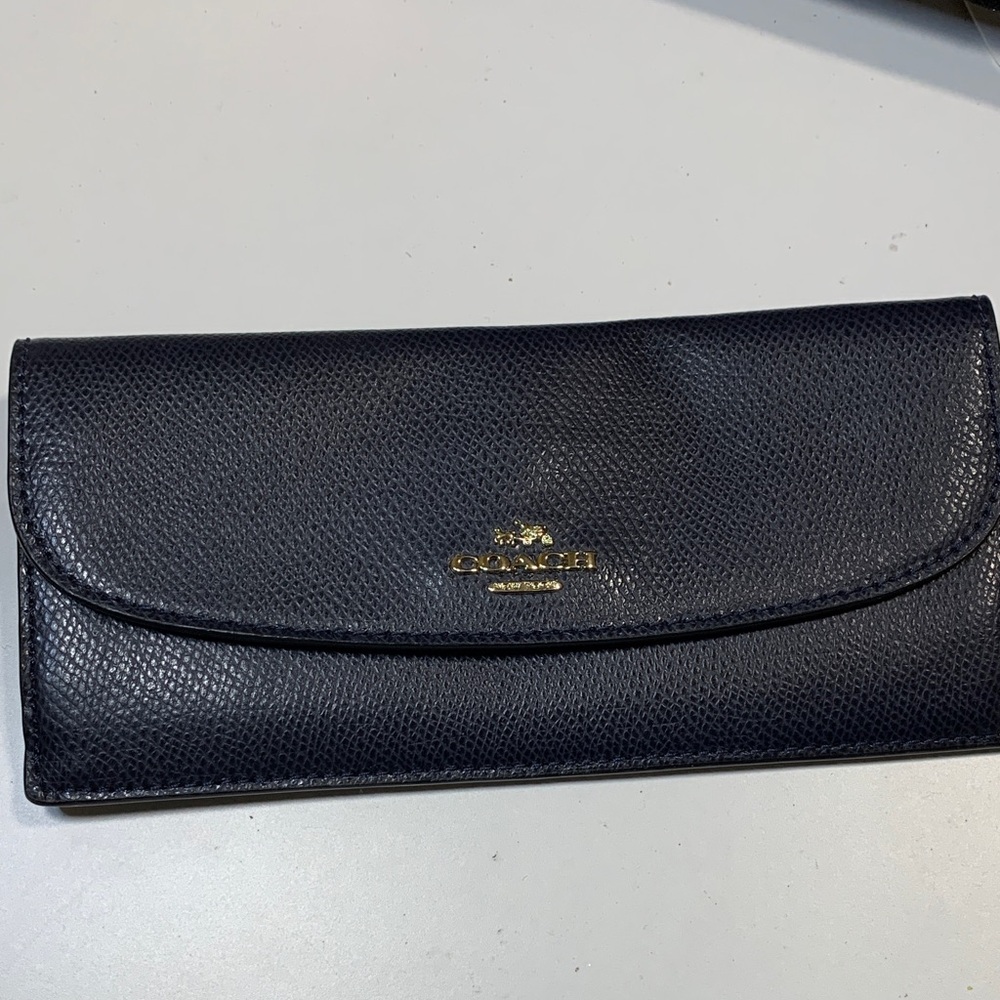 Coach Midnight Black Pebbled Leather Clutch
